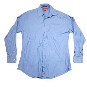 Nordstrom Dress Shirt Mens 15 34/35 Blue Herringbone Twill‎ Cotton Malaysia